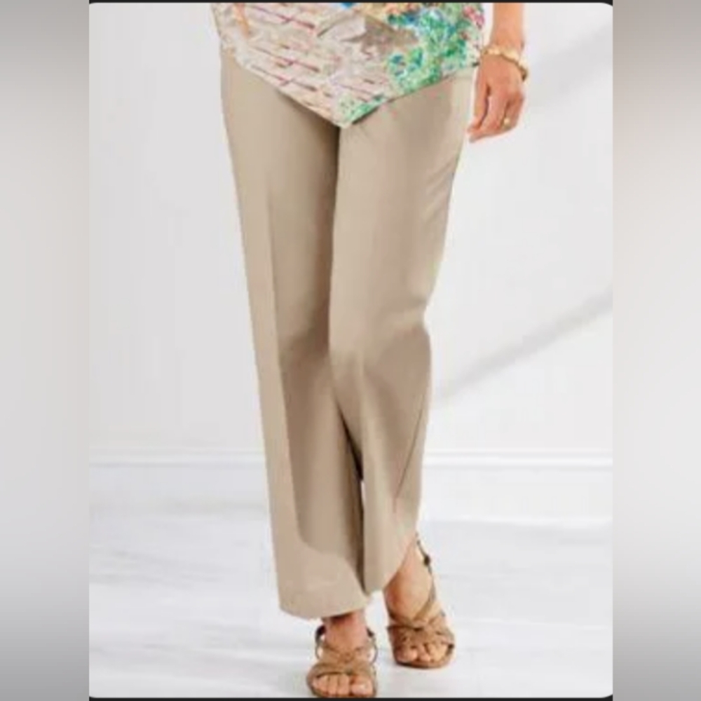Alfred Dunner Classic Fit Pull On Pant size 14 Tan comfort fit waist NWT pockets